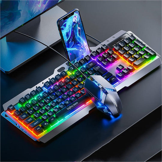 Trådløs Mus og Tastatur Sett med Regnbuebelysning for Gaming 0