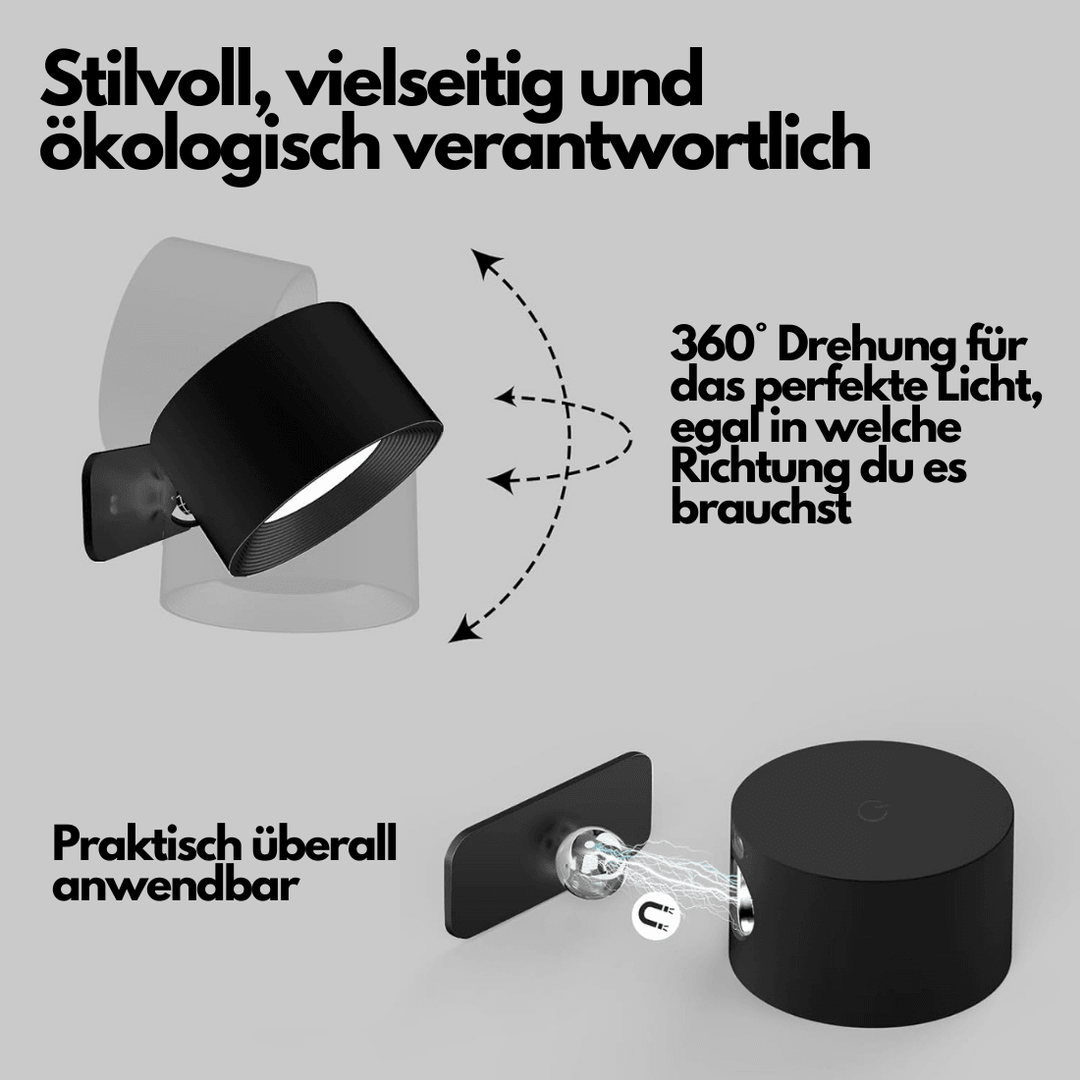 Trådløs Vegglampe Justerbar 360° Moderne Design 4