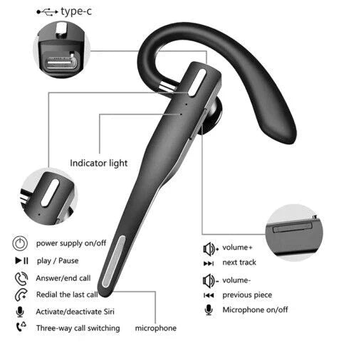 Trådløst Bluetooth 5.1 Headset med Dobbelt Mikrofon 3