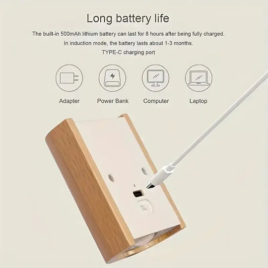 Trelampe med Bevegelsessensor og Oppladbart Batteri 7