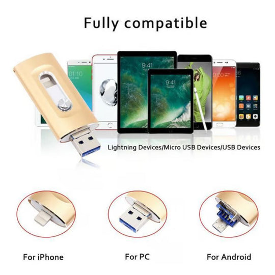 USB Flash-stasjon 3-i-1 for Mobiltelefon og Datamaskin Kompakt Design 3