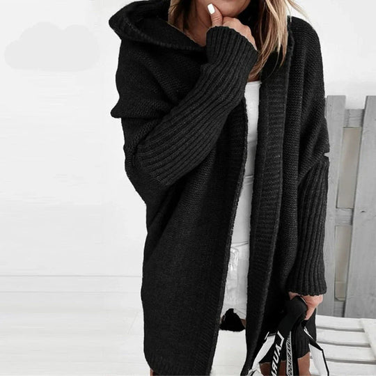 Ull Cardigan Dame Oversized Med Hette - Strikkejakke For Høst/Vinter 5