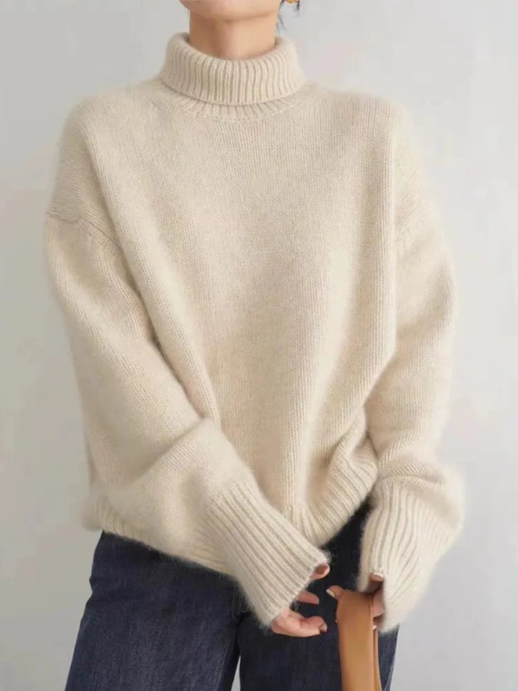 Ullgenser Dame Høy Krage Turtleneck Strikkegenser 1