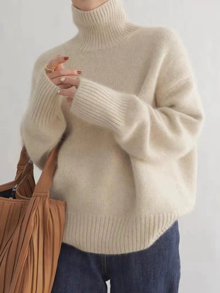 Ullgenser Dame Høy Krage Turtleneck Strikkegenser 2