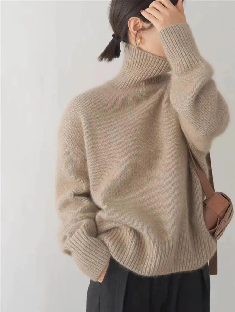 Ullgenser Dame Høy Krage Turtleneck Strikkegenser 4