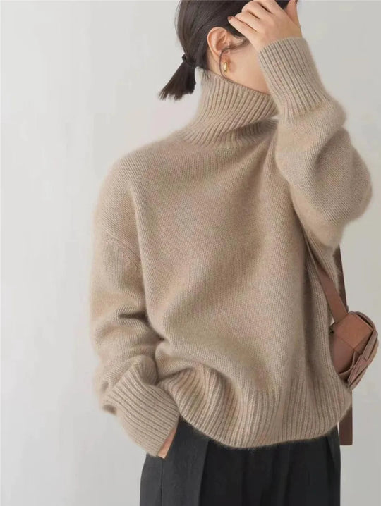 Ullgenser Dame Høy Krage Turtleneck Strikkegenser 4