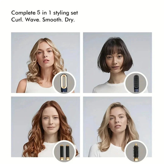 Unisex 5-i-1 Hårføner Varmluftbørste Multifunksjonell Styling 2