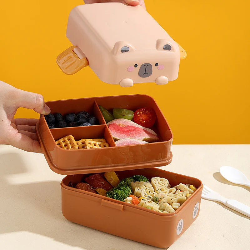 Unisex Bento-lunsjbeholder med dyremotiv og flere rom 1