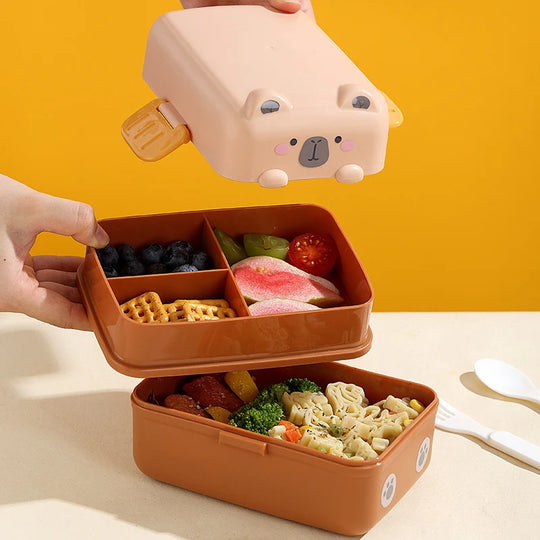 Unisex Bento-lunsjbeholder med dyremotiv og flere rom 1