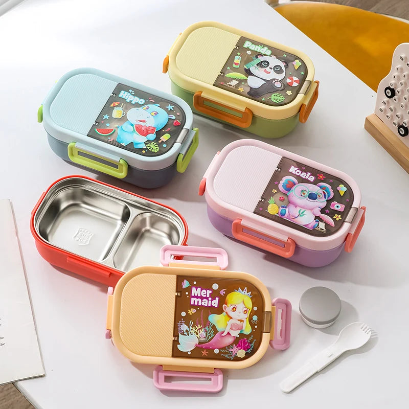 Unisex Bento-lunsjboks med dyremotiv og flerromsdesign 0