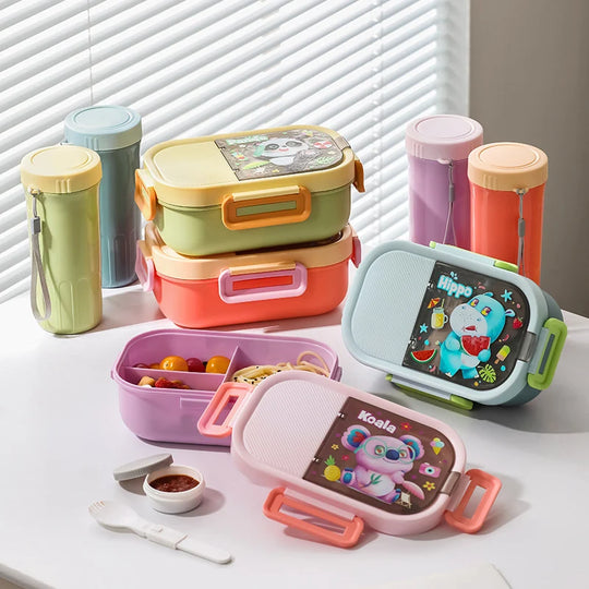 Unisex Bento-lunsjboks med dyremotiv og flerromsdesign 1