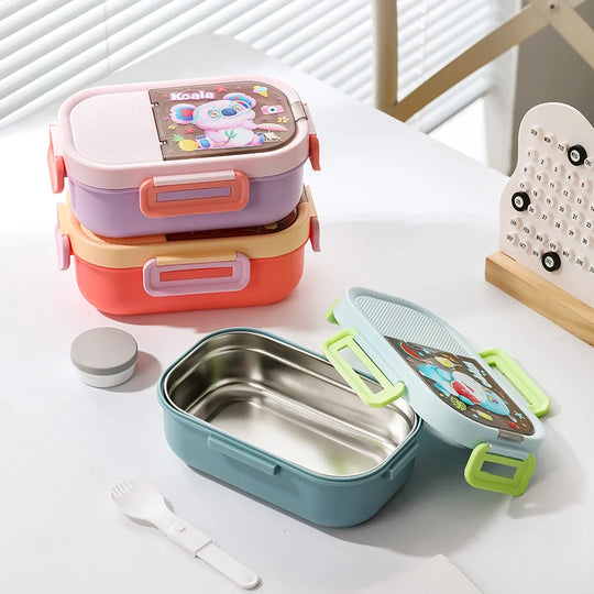 Unisex Bento-lunsjboks med dyremotiv og flerromsdesign 3