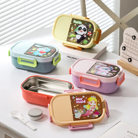 Unisex Bento-lunsjboks med dyremotiv og flerromsdesign 4
