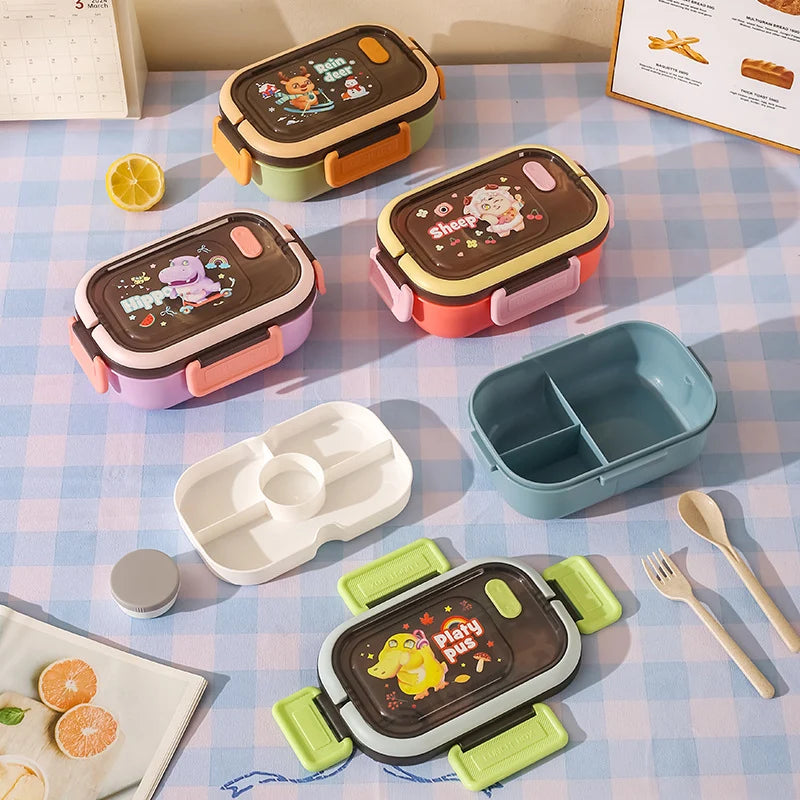 Unisex Bento-lunsjboks med dyremotiv og praktisk rominndeling 0