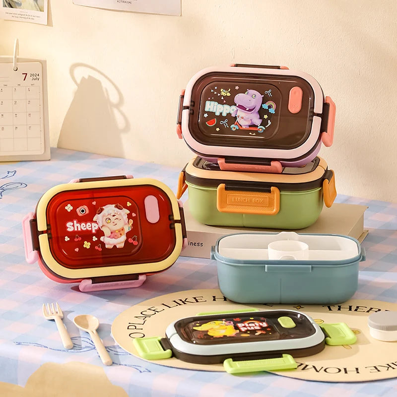 Unisex Bento-lunsjboks med dyremotiv og praktisk rominndeling 1