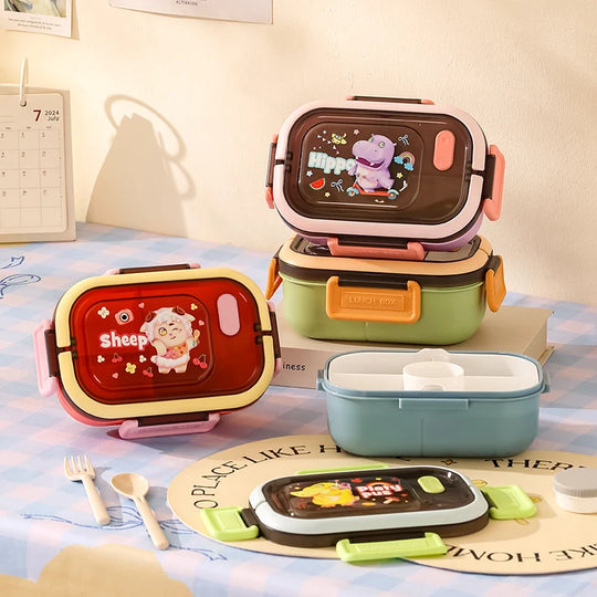 Unisex Bento-lunsjboks med dyremotiv og praktisk rominndeling 1