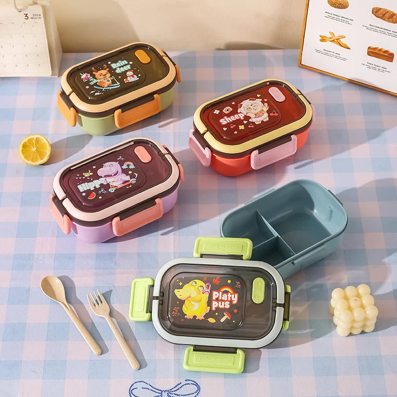 Unisex Bento-lunsjboks med dyremotiv og praktisk rominndeling 6
