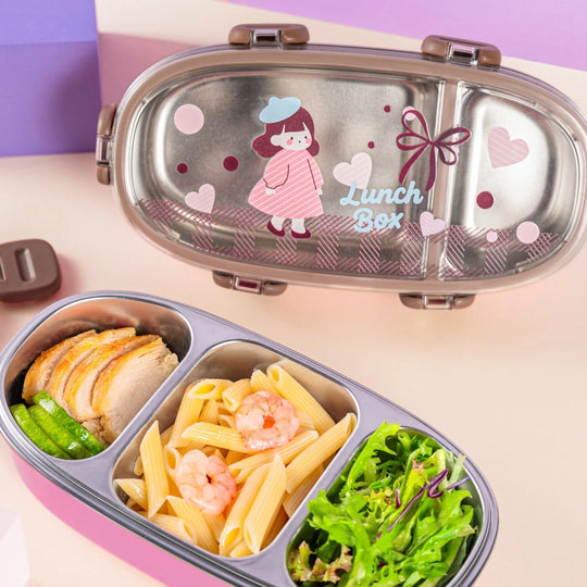 Unisex Bento-lunsjboks med flere rom og bærbart design 3