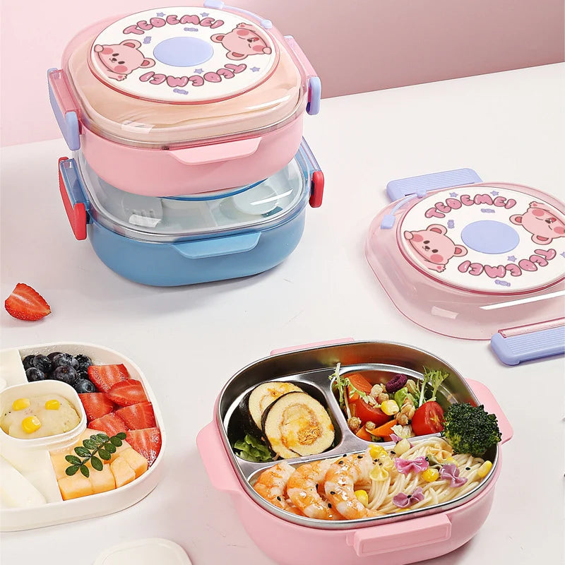 Unisex Bento-matboks med Flere Seksjoner og Lekent Design 2