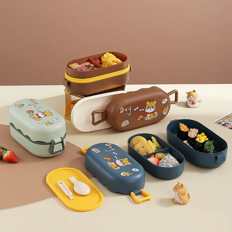 Unisex Bento-matboks med flere rom og leken design 0