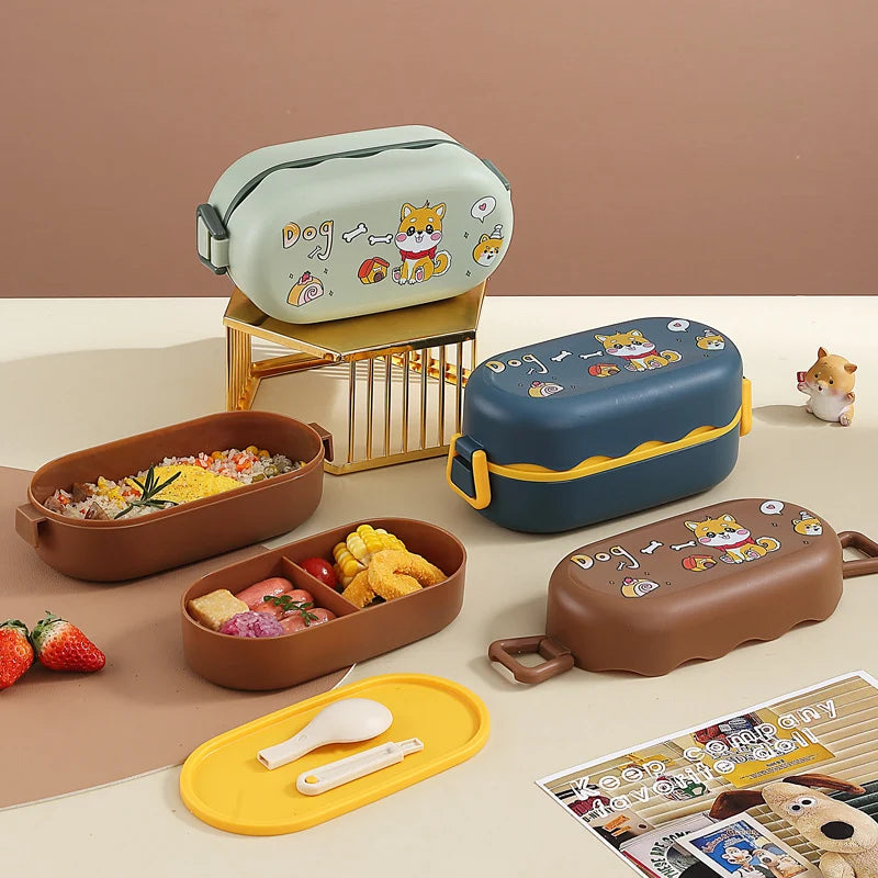 Unisex Bento-matboks med flere rom og leken design 1