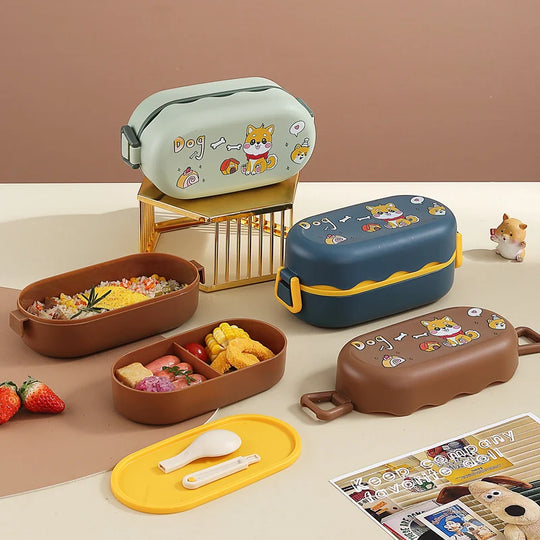 Unisex Bento-matboks med flere rom og leken design 1