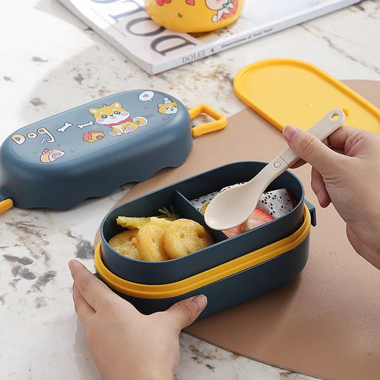 Unisex Bento-matboks med flere rom og leken design 2