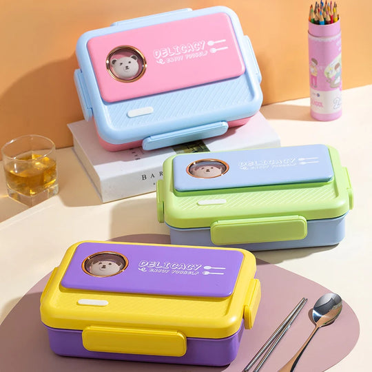 Unisex Bento-matboks med flere rom og lekent dyredesign 0