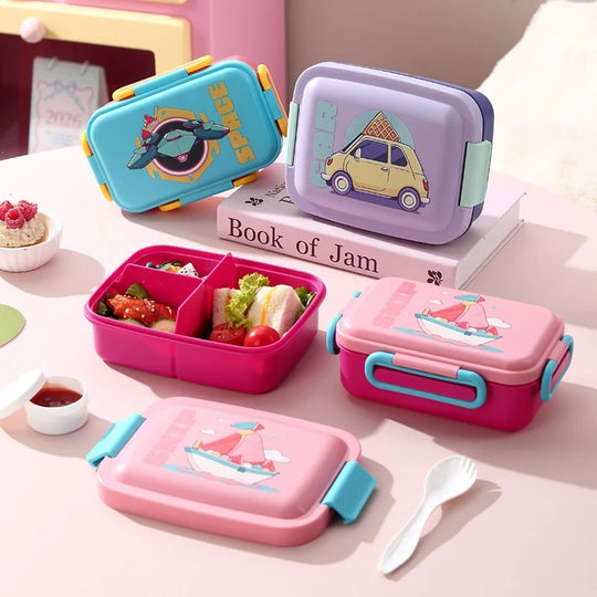 Unisex Bento-matboks med integrert bestikk og illustrert design 2
