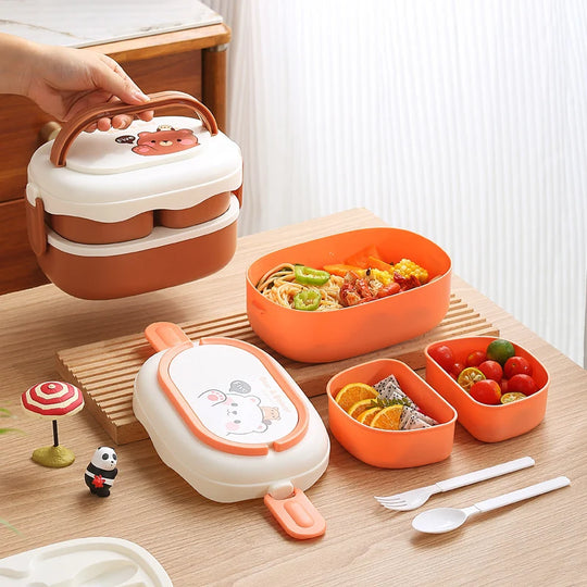 Unisex Bento Lunsjboks med Bjørne- og Beverdesign 2