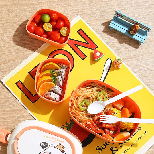 Unisex Bento Lunsjboks med Bjørne- og Beverdesign 4