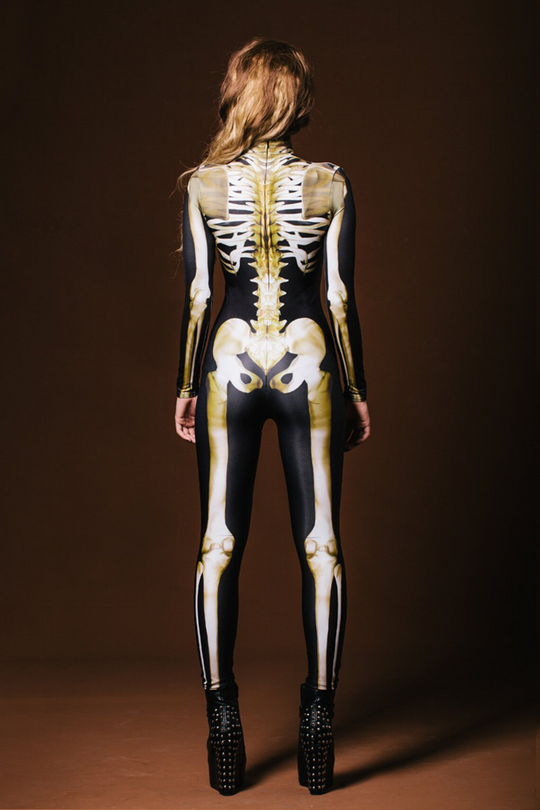 Unisex Halloween Kostyme Skelett Bodysuit 3