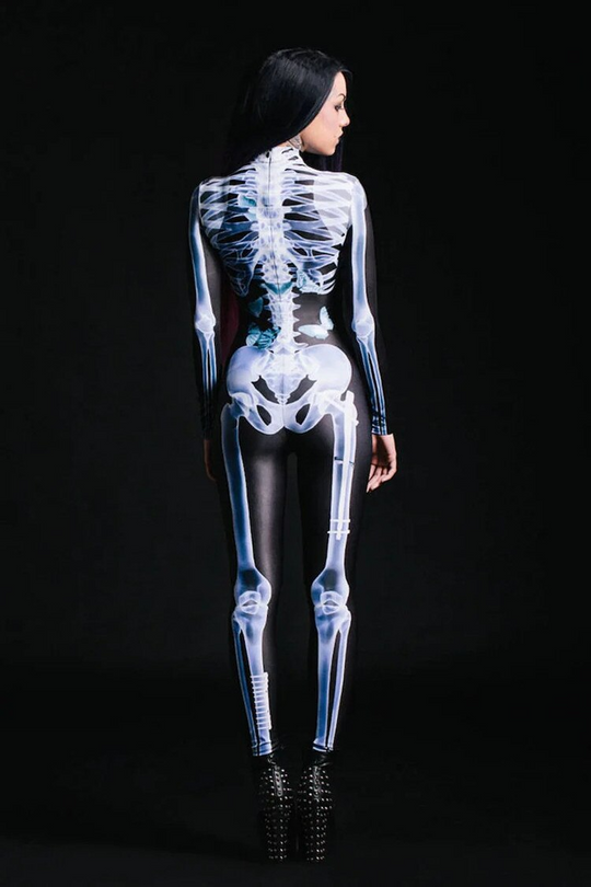 Unisex Halloween Kostyme Skelett Bodysuit 4
