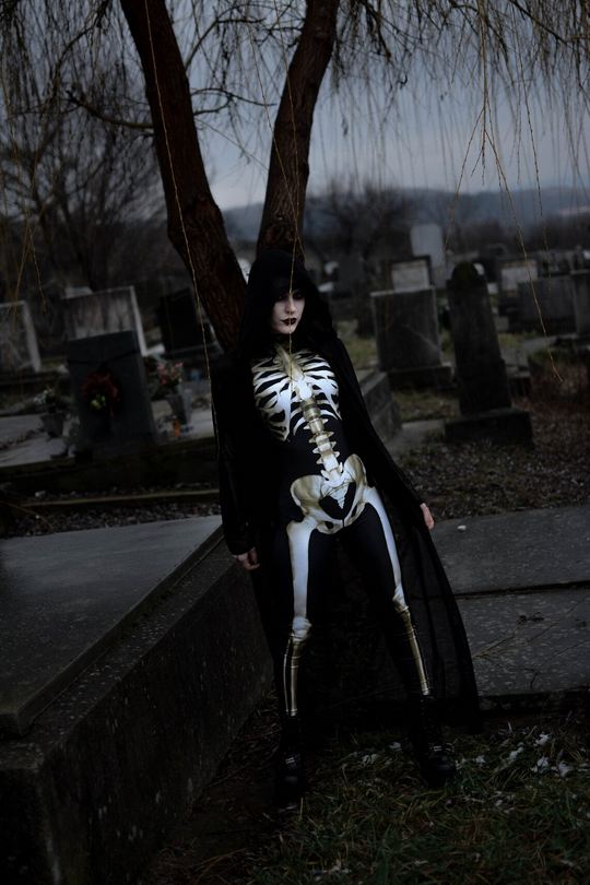 Unisex Halloween Kostyme Skelett Bodysuit 6
