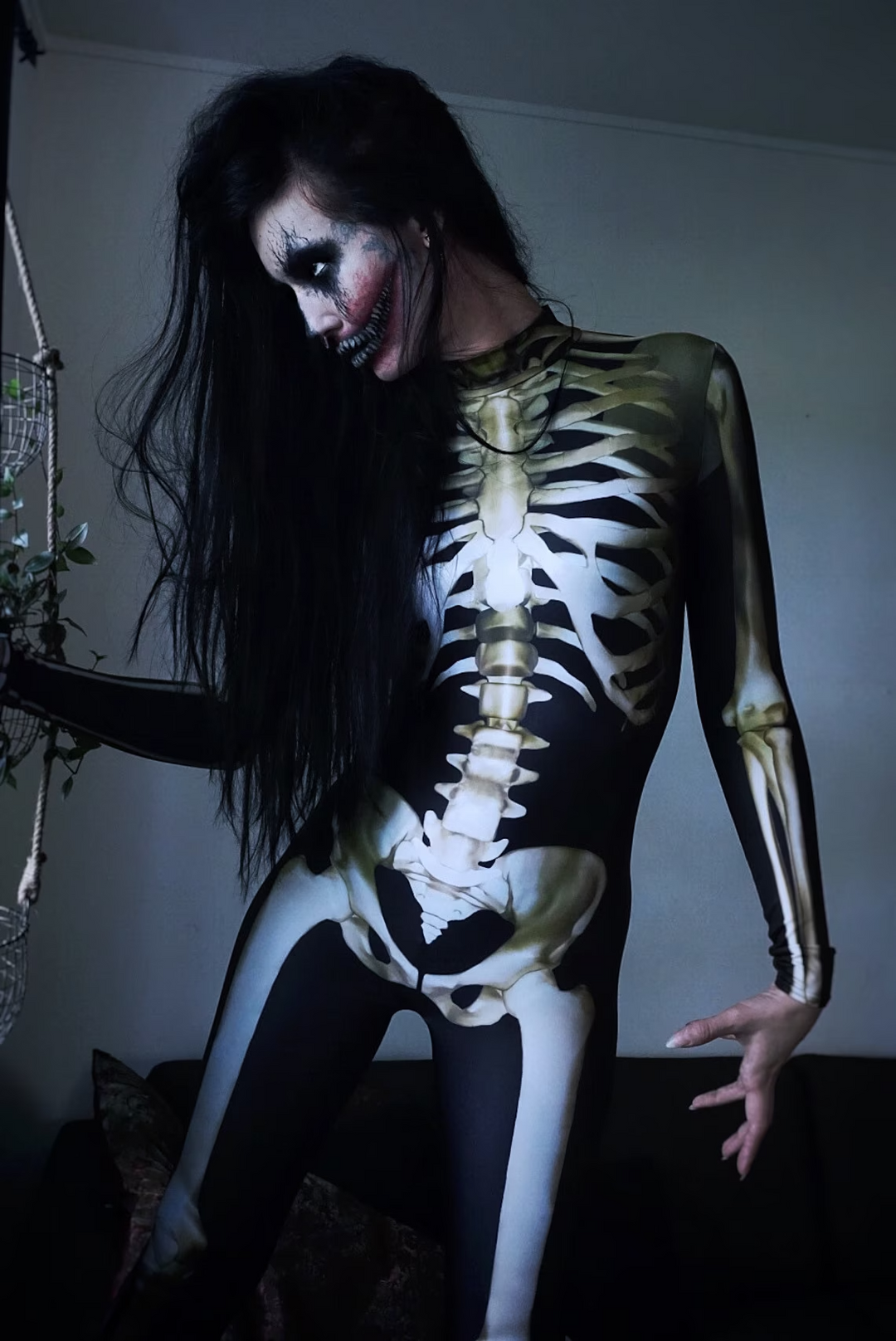 Unisex Halloween Kostyme Skelett Bodysuit 7