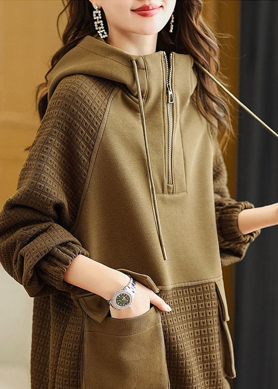 Unisex Hettegenser med Snøring og Kaffepatchwork 2