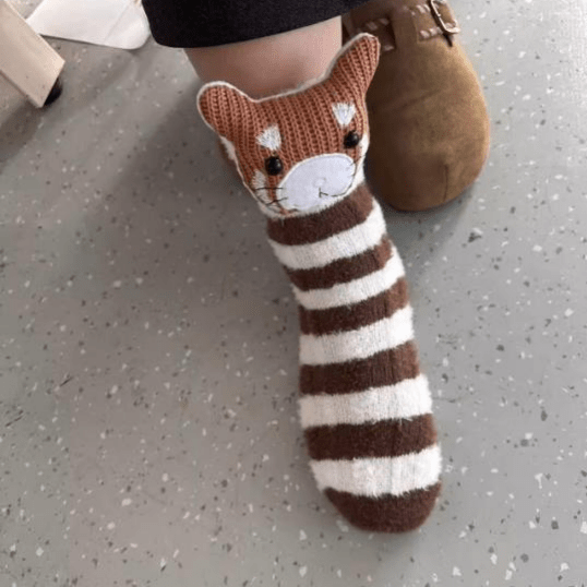 Unisex Hussokker med 3D Dyreaksent Fluffy Komfort 12