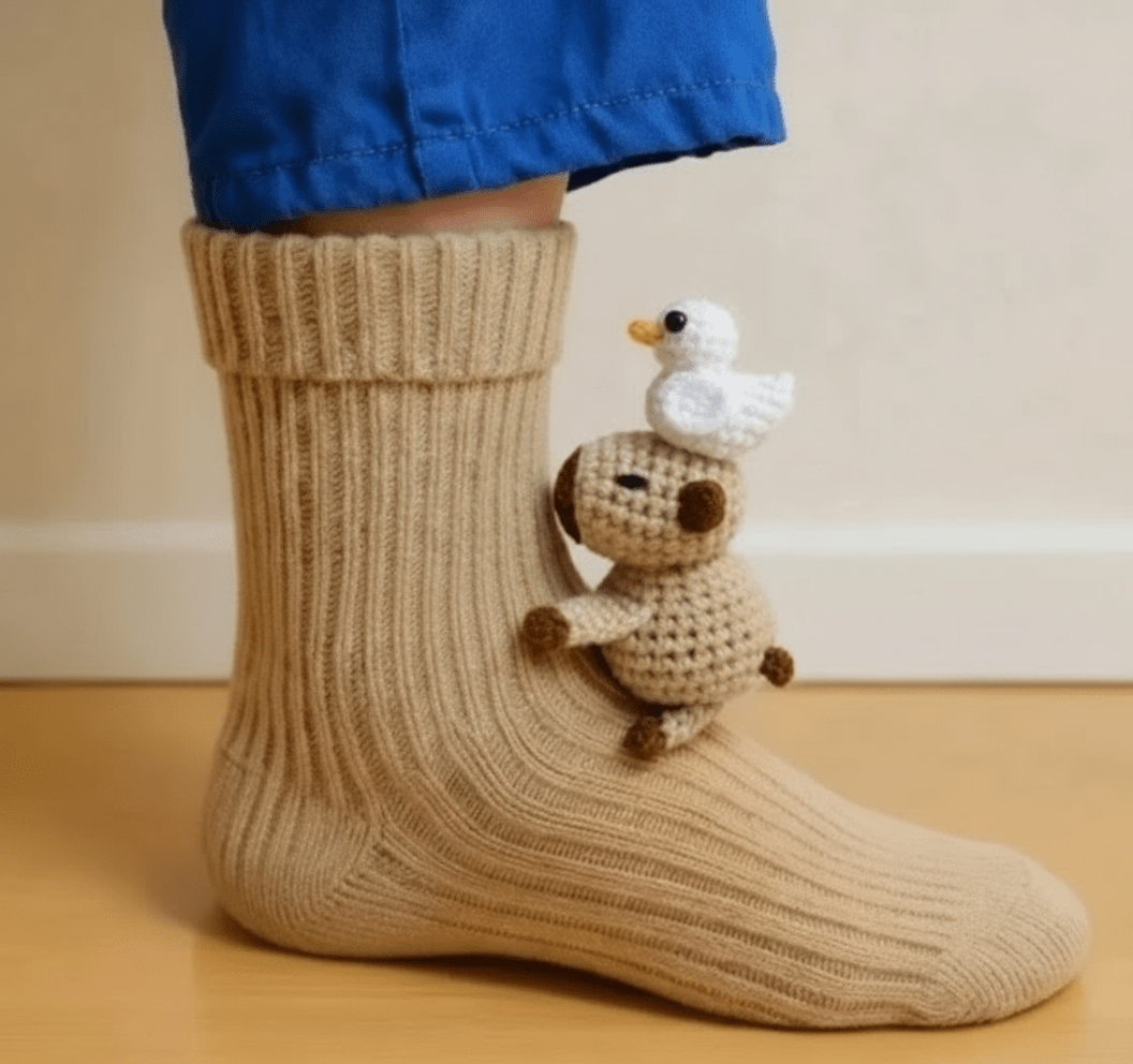 Unisex Hussokker med 3D Dyreaksent Fluffy Komfort 17