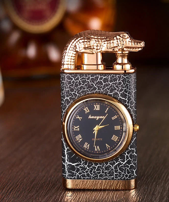 Unisex Lighter med kvartsklokke og blå flamme 2
