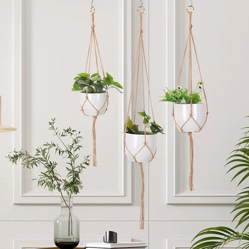 Unisex Makramé Planteholder Hengende Dekor 3