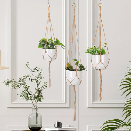 Unisex Makramé Planteholder Hengende Dekor 3