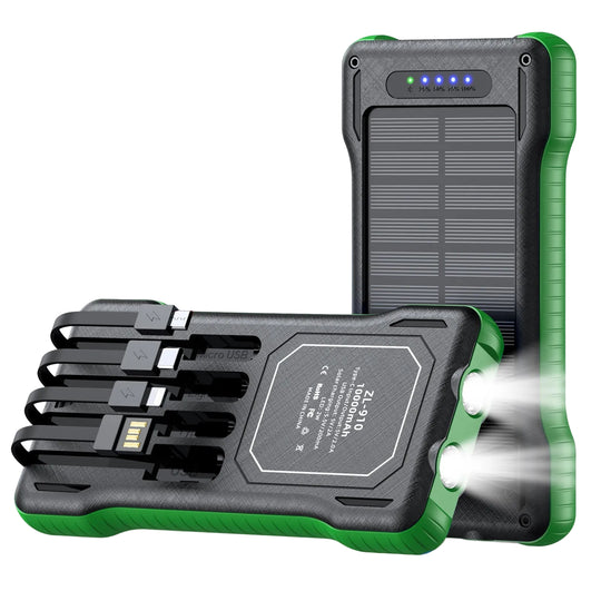 Unisex Powerbank med Solcelle og Multifunksjonelle Ladekabler 0