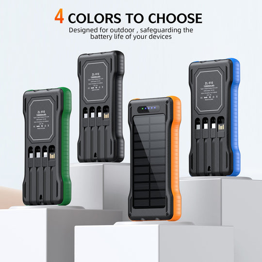 Unisex Powerbank med Solcelle og Multifunksjonelle Ladekabler 2