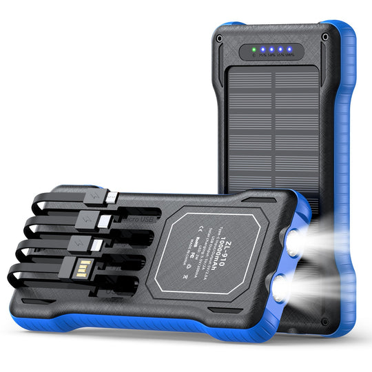 Unisex Powerbank med Solcelle og Multifunksjonelle Ladekabler 6
