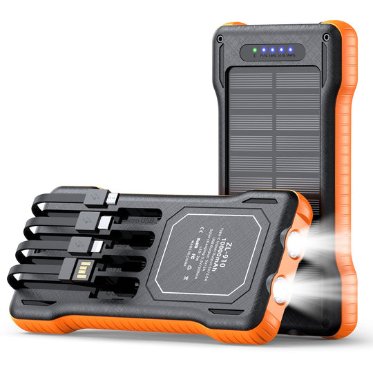 Unisex Powerbank med Solcelle og Multifunksjonelle Ladekabler 8