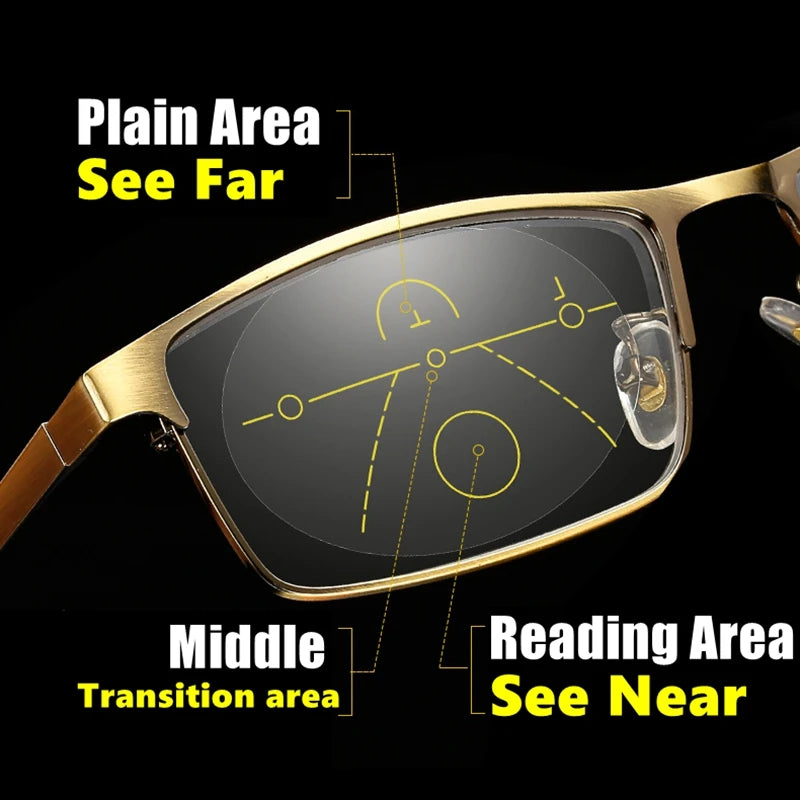 Unisex Progressive Multifocal Briller i Metall 0