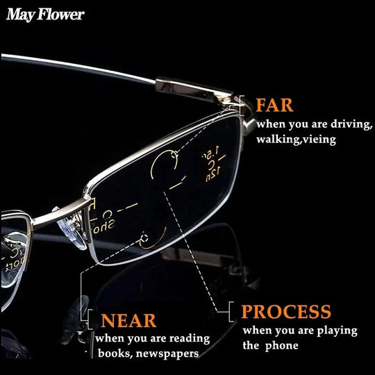 Unisex Progressive Multifocus Lesebriller i Vintage Stil 0