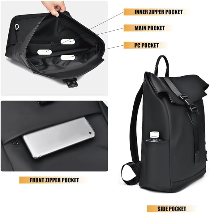Unisex Reise- og Pendler-Ryggsekk med USB-port 4