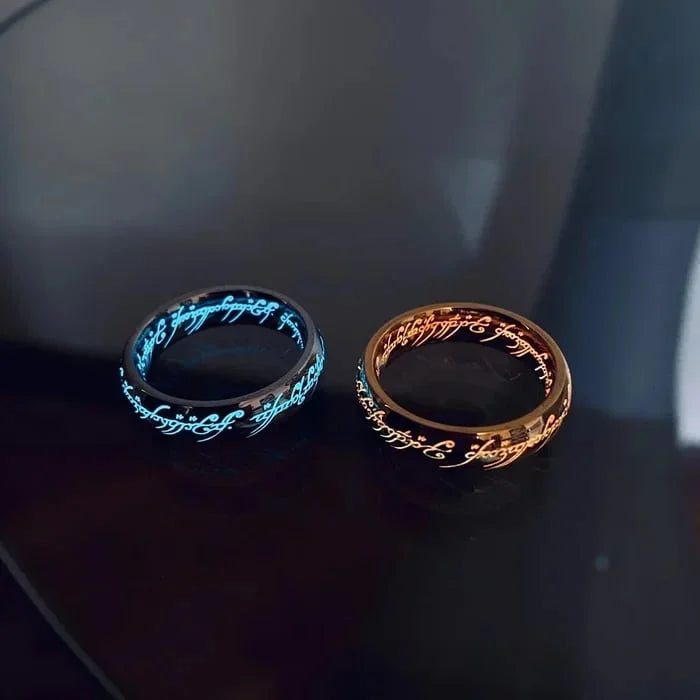 Unisex Ring med Selvlysende Alvisk Skrift 4