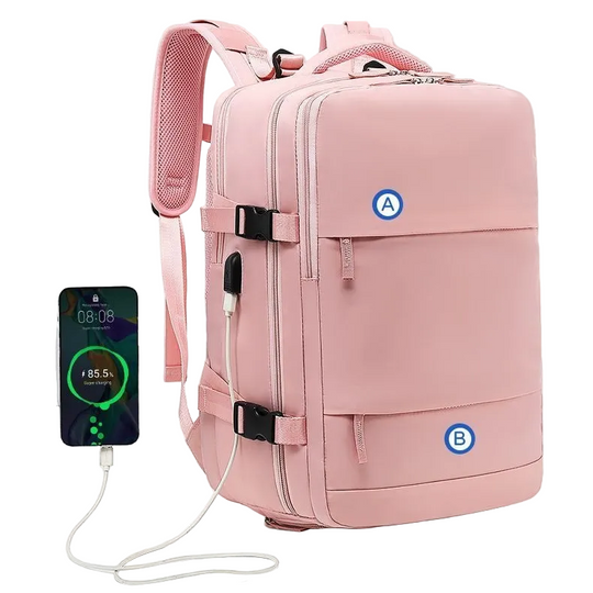 Unisex-Rucksack, multifunktional, mit USB-Anschluss und separatem Schuhfach